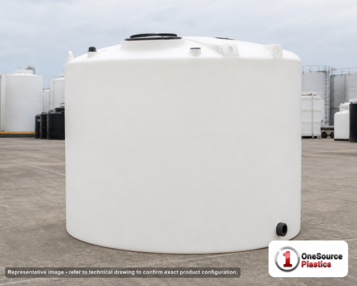 Snyder Industries 5500 Gallon ASTM XLPE Vertical Storage Tank. Crosslinked Linear Polyethylene; Natural White; 132" H x 120"