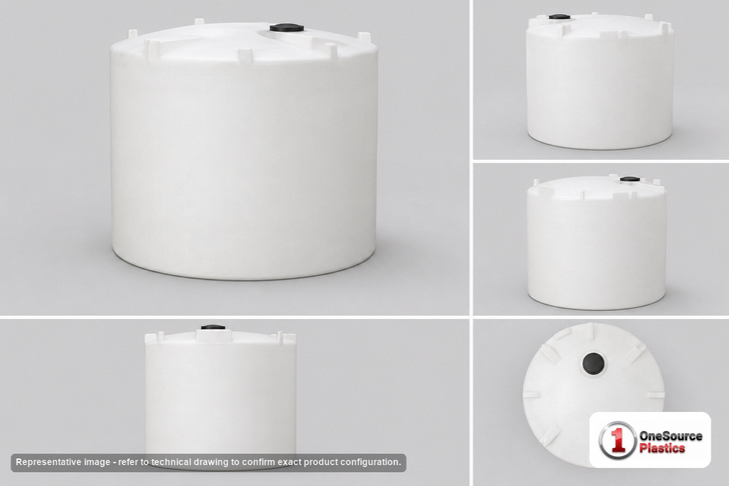 Dimensional spec drawing for Snyder 5500 Gallon Vertical Storage Tank (120" L x 120" W x 132" H)