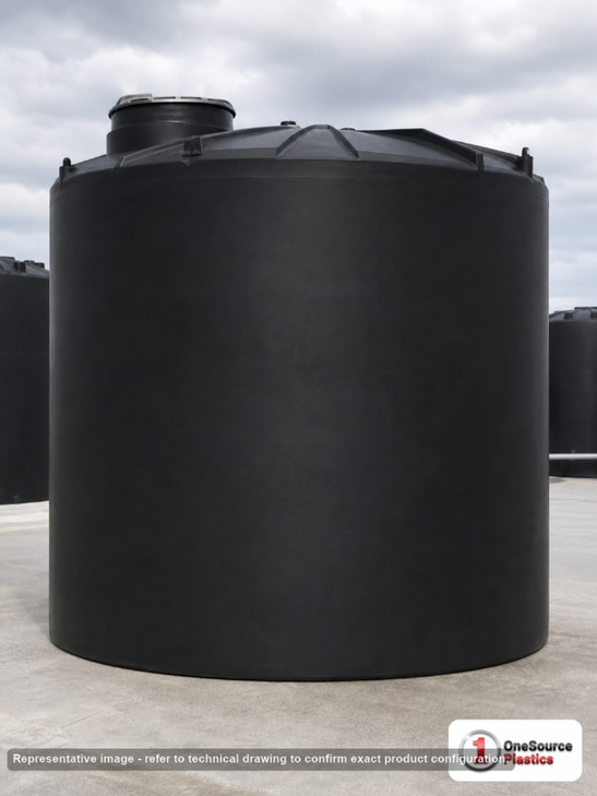 Snyder Industries 10500 Gallon ASTM 1.35 SG Black Vertical Storage Tank. Polyethylene; Black; 169" H x 142" W x 142" L