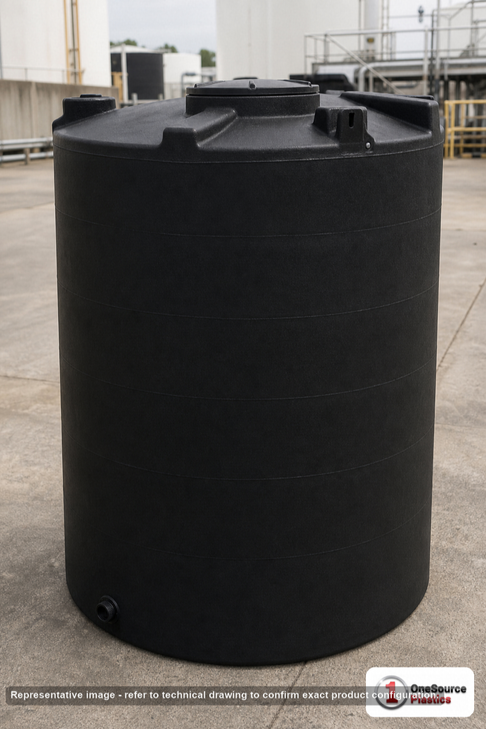 Snyder Industries 3000 Gallon ASTM Black Heavy Duty Vertical Storage Tank. High Density Linear Polyethylene; Black; 127" H x