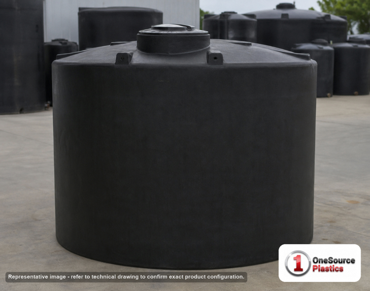 Snyder Industries 2000 Gallon ASTM Black Vertical Storage Tank. Polyethylene; Black; 88" H x 90" W x 90" L; fittings: 1