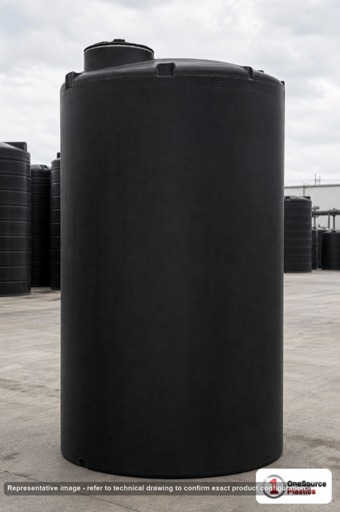 Snyder Industries 1550 Gallon ASTM Black Heavy Duty Vertical Storage Tank. Polyethylene; Black; 124" H x 64" W x 64" L