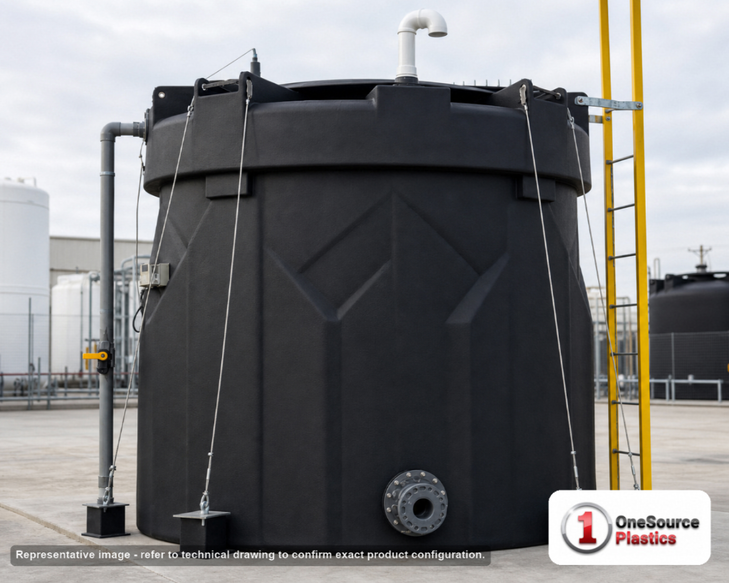 Snyder Industries 10000 Gallon ASTM XLPE Black Double Wall Tank. Crosslinked Linear Polyethylene; Black; 226" H x 142" W x
