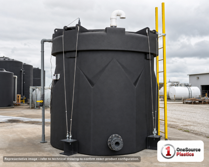 Snyder Industries 6500 Gallon ASTM XLPE Black Double Wall Tank. Crosslinked Linear Polyethylene; Black; 199" H x 120" W x