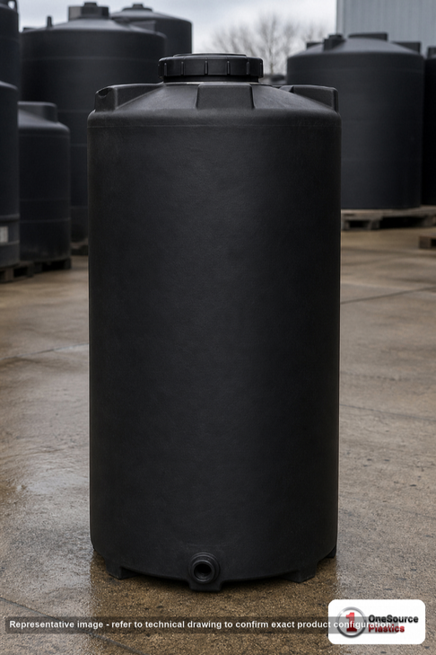 Snyder Industries 175 Gallon Black Heavy Duty Vertical Storage Tank. Polyethylene; Black; 66" H x 29" W x 29" L; fittings: 1