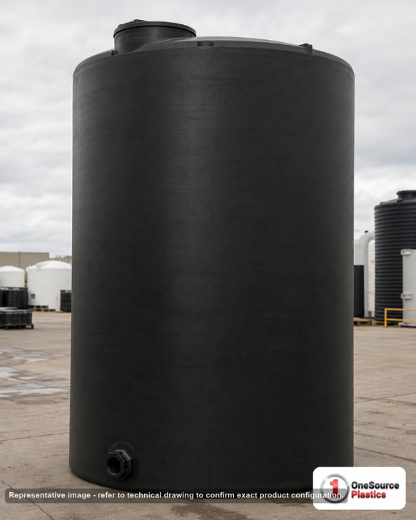 Snyder Industries 20000 Gallon Black Vertical Storage Tank. Polyethylene; Black; 242" H x 165" W x 165" L; fittings: 1