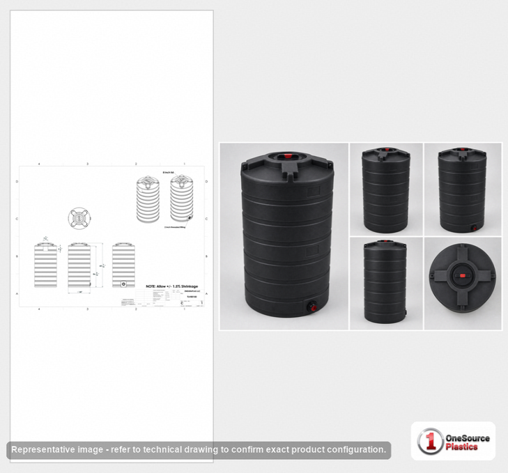 Enduraplas 150 Gallon Black Vertical Water Storage Tank
