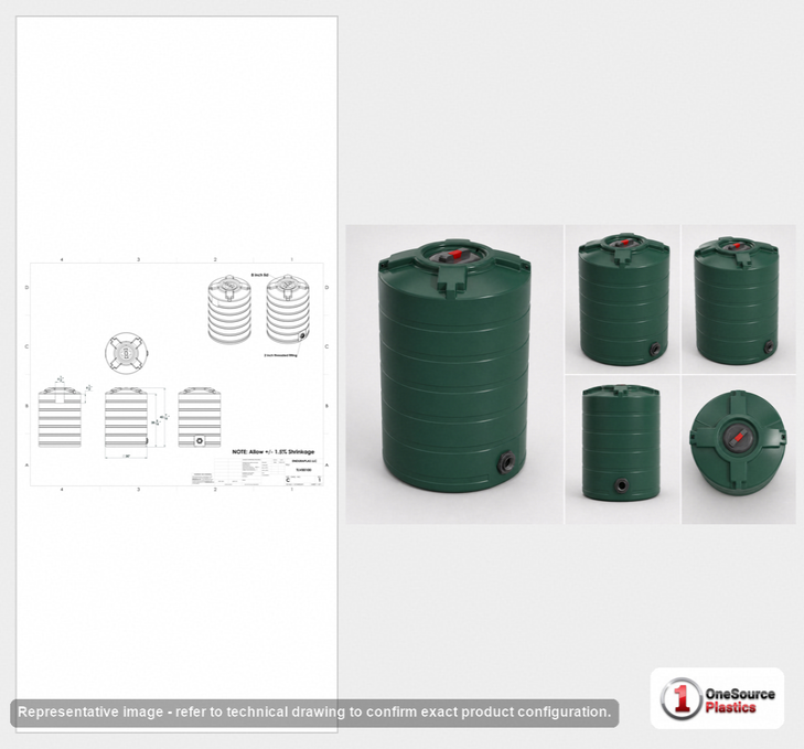 Enduraplas 100 Gallon Dark Green Vertical Water Storage Tank