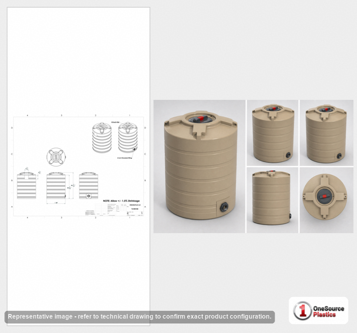 Enduraplas 100 Gallon Beige Vertical Water Storage Tank