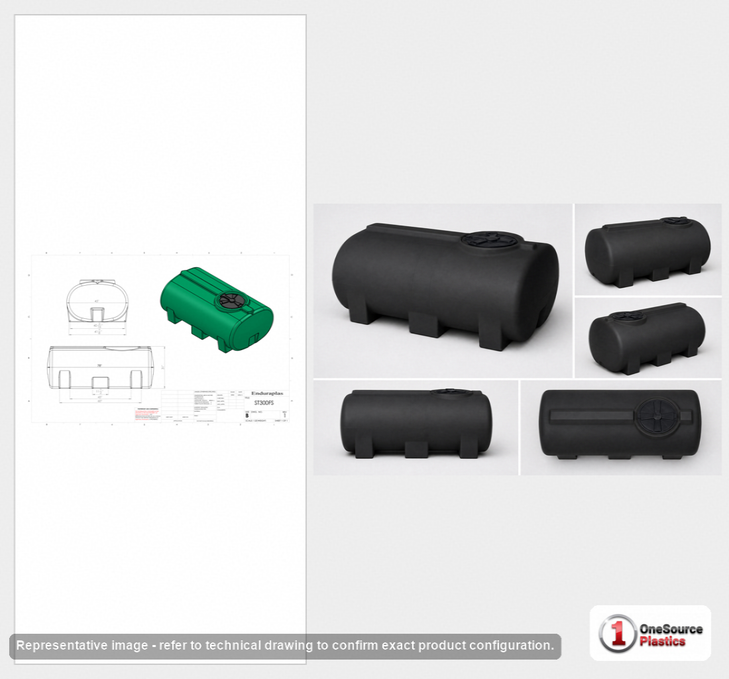 Enduraplas 300 Gallon Black Horizontal Leg Tank