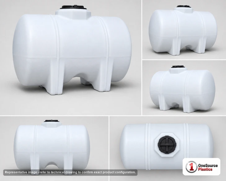 Dimensional spec drawing for Chem-Tainer 200 Gallon Horizontal Leg Tank (49.5" L x 37" W x 42" H)