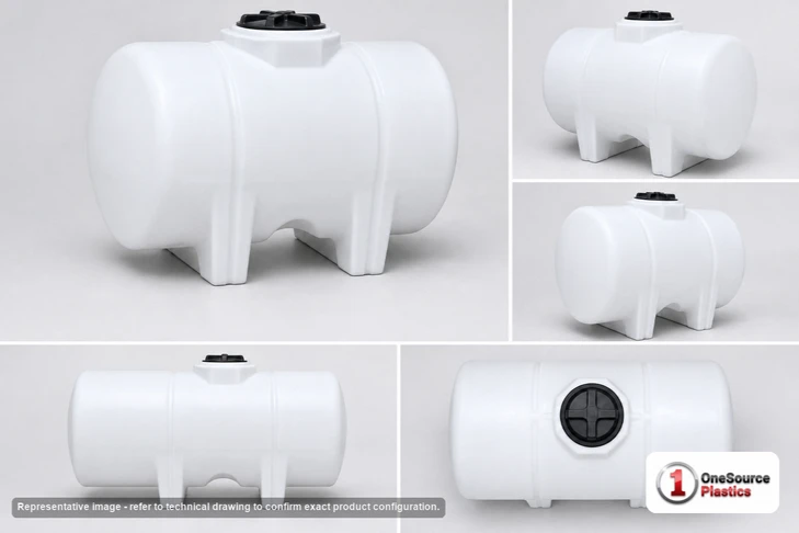 Dimensional spec drawing for Chem-Tainer 125 Gallon Horizontal Leg Tank (50" L x 28.75" W x 31.5" H)
