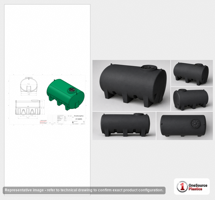 Enduraplas 1200 Gallon Black Horizontal Leg Tank