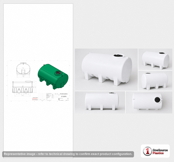 Enduraplas 1200 Gallon White Horizontal Leg Tank