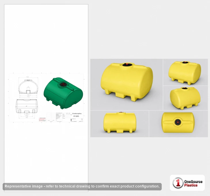 Dimensional spec drawing for Enduraplas 150 Gallon Horizontal Leg Tank (46" L x 41" W x 28" H)