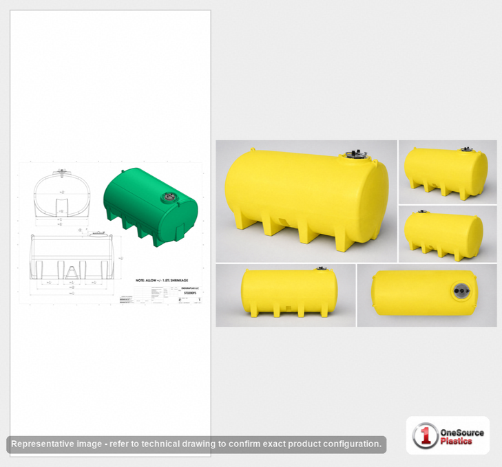 Dimensional spec drawing for Enduraplas 3200 Gallon Horizontal Leg Tank (145" L x 97" W x 79" H)