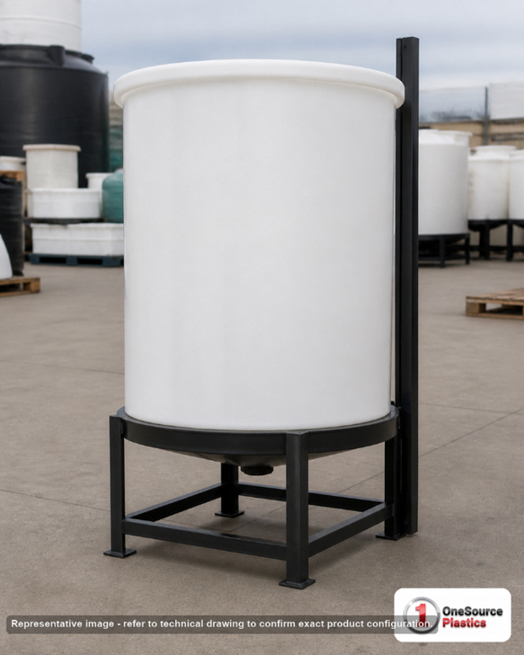 Chem-Tainer 125 Gallon 20 Degree Plastic Vertical Open Top Cone Bottom Tank. 125 gallon capacity; Polyethylene; 24" H x 42"