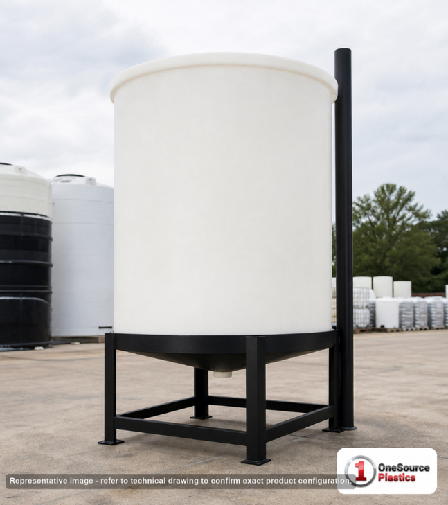 Chem-Tainer 2000 Gallon 15 Degree Plastic Vertical Open Top Cone Bottom Tank. 2000 gallon capacity; Polyethylene; 86" H x