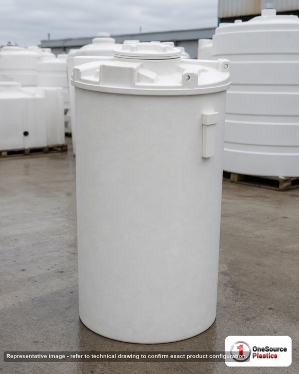 Snyder Industries 250 Gallon Sulfuric Acid Vertical Storage Tank. Polyethylene; Natural White; 83" H x 34" W x 34" L
