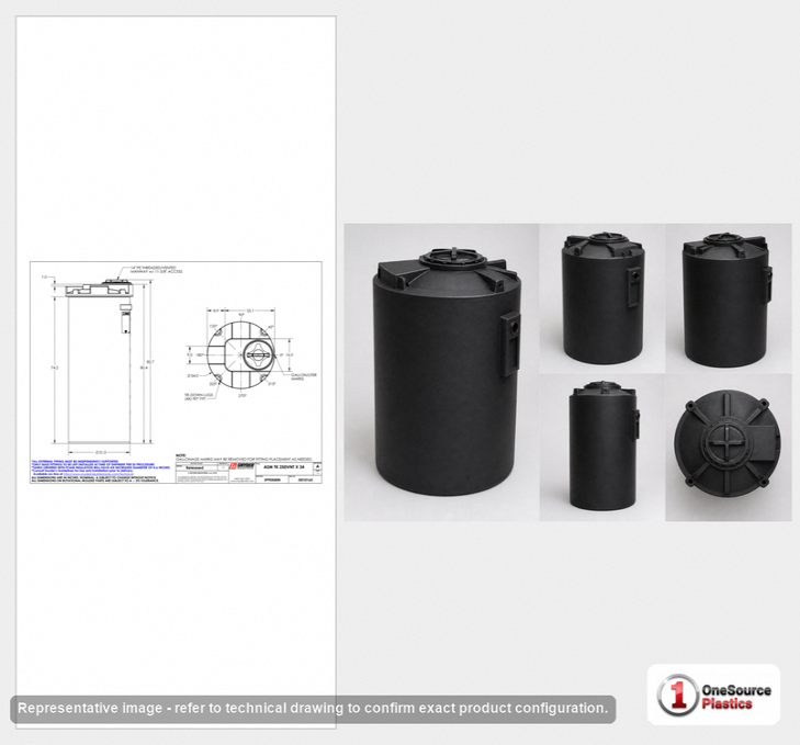 Snyder Industries 250 Gallon ASTM Black Heavy Duty Vertical Storage Tank