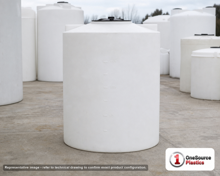 Snyder Industries 200 Gallon ASTM XLPE Heavy Duty Vertical Storage Tank. Crosslinked Linear Polyethylene; Natural White; 53"