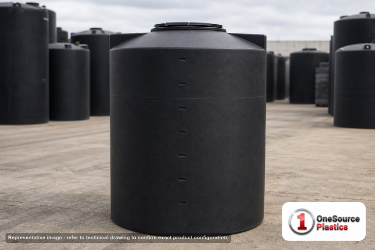 Snyder Industries 250 Gallon ASTM Black Heavy Duty Vertical Storage Tank. Polyethylene; Black; 64" H x 36" W x 36" L