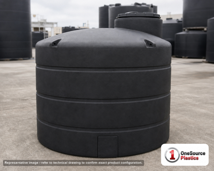 Snyder Industries 550 Gallon ASTM XLPE Black Heavy Duty Vertical Storage Tank. Crosslinked Linear Polyethylene; Black; 46" H