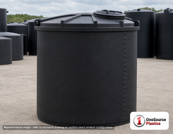 Snyder Industries 440 Gallon ASTM XLPE Black Heavy Duty Vertical Storage Tank. Crosslinked Linear Polyethylene; Black; 69" H