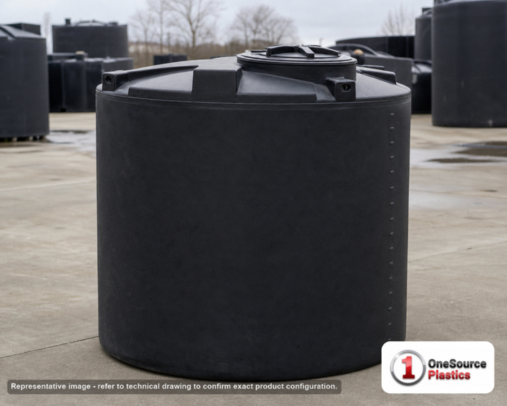 Snyder Industries 360 Gallon ASTM XLPE Black Heavy Duty Vertical Storage Tank. Crosslinked Linear Polyethylene; Black; 59" H