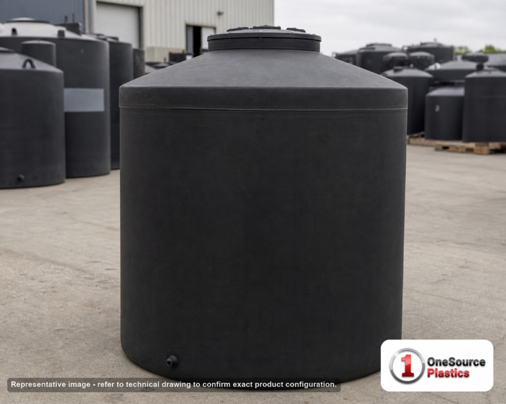 Snyder Industries 330 Gallon ASTM XLPE Black Heavy Duty Vertical Storage Tank. Crosslinked Linear Polyethylene; Black; 58" H