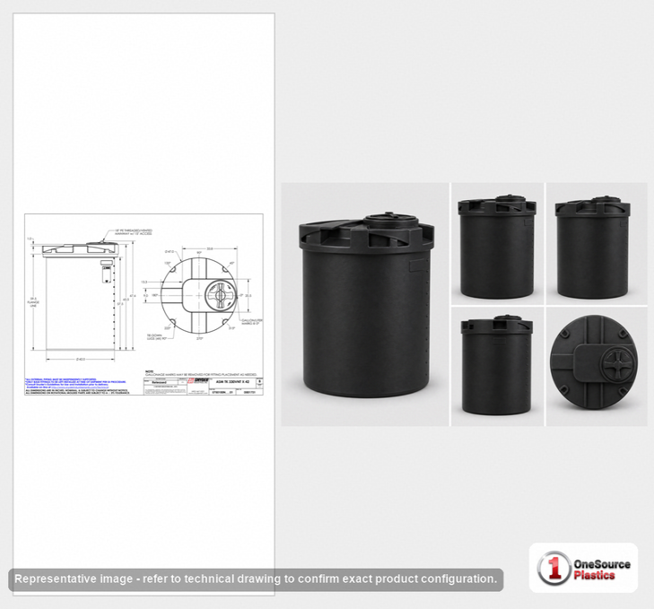 Snyder Industries 330 Gallon ASTM Black Heavy Duty Vertical Storage Tank