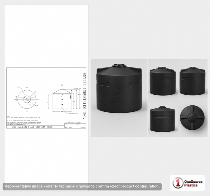 Snyder Industries 330 Gallon ASTM Black Heavy Duty Vertical Storage Tank