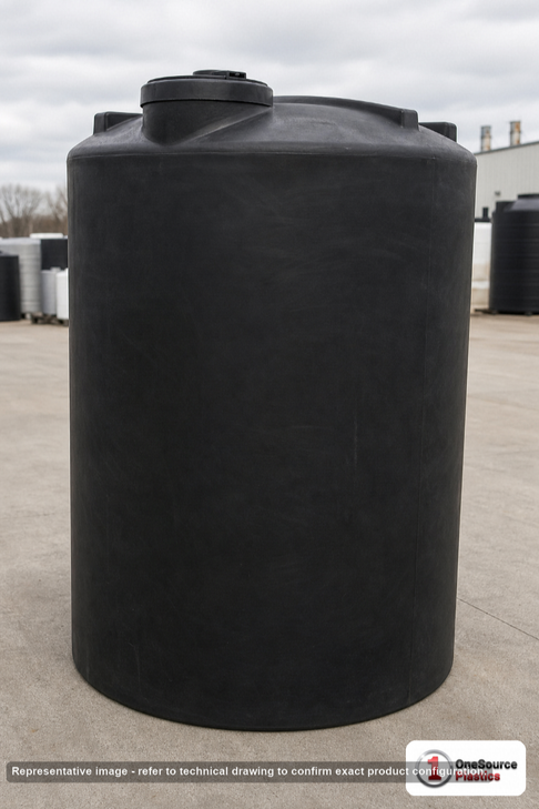 Snyder Industries 1100 Gallon ASTM Black Vertical Storage Tank. Polyethylene; Black; 90" H x 64" W x 64" L; fittings: 1