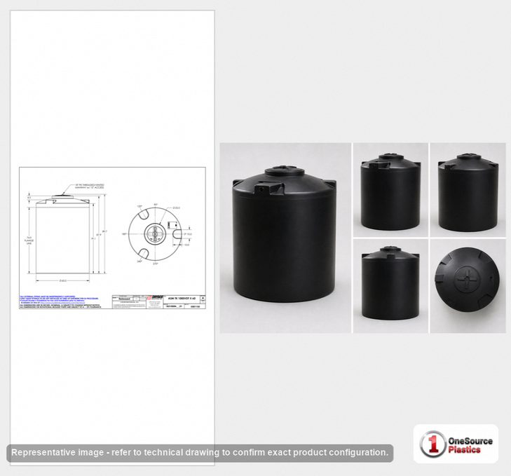 Snyder Industries 1000 Gallon ASTM XLPE Black Vertical Storage Tank