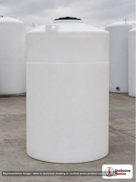 Snyder Industries 1200 Gallon ASTM XLPE Heavy Duty Vertical Storage Tank. Crosslinked Linear Polyethylene; Natural White; dimensions 109.0in H x 60.0in W x 60.0in L; 310.0 lb empty; 1.9 specific gravity rating; fittings: 1 Manway / Lid; max temp 140 deg  F / 60 deg  C; 3 Year Warranty. Manufacturer part number 1830200n42. Manufactured by Snyder. Sold by OneSource Plastics (https://www.onesourceplastics.com).