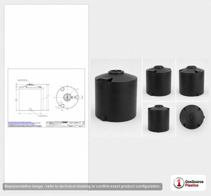 Snyder Industries 1300 Gallon ASTM Black Vertical Storage Tank