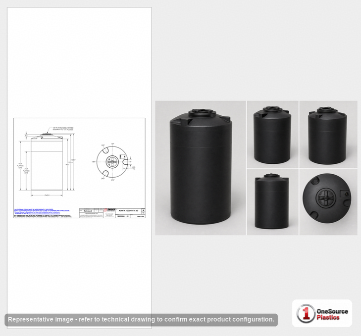 Snyder Industries 1200 Gallon ASTM Black Vertical Storage Tank