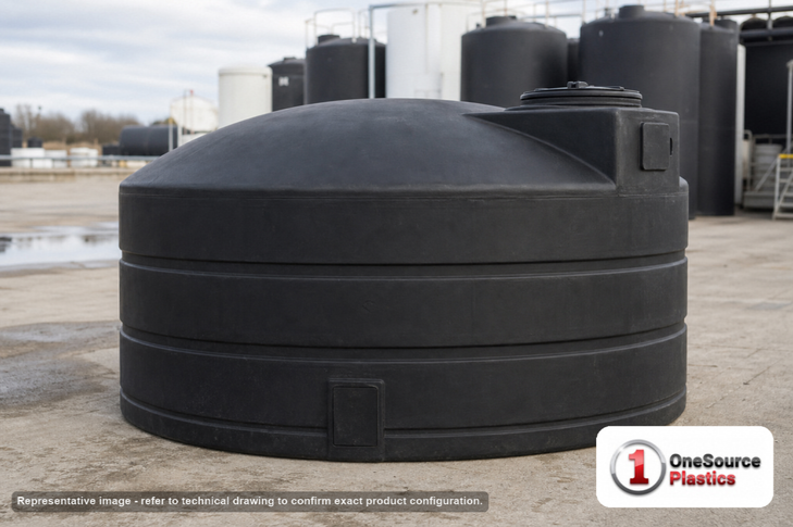 Snyder Industries 1100 Gallon ASTM Black Heavy Duty Vertical Storage Tank. Polyethylene; Black; 55" H x 86" W x 86" L