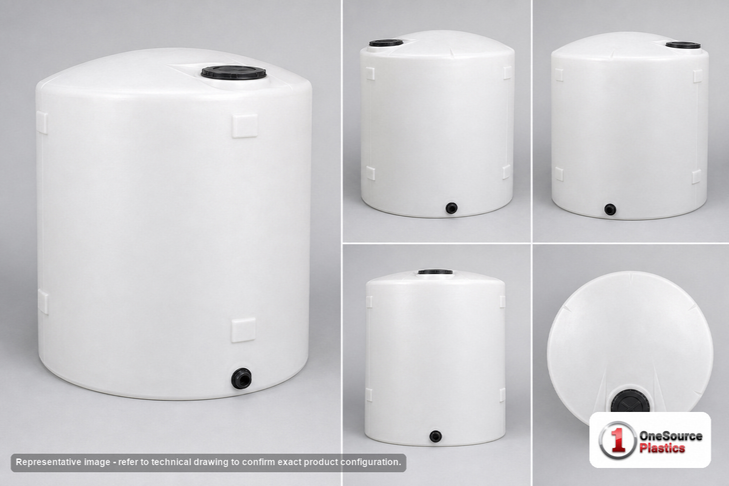 Dimensional spec drawing for Chem-Tainer 6400 Gallon Vertical Storage Tank (120" L x 120" W x 150" H)