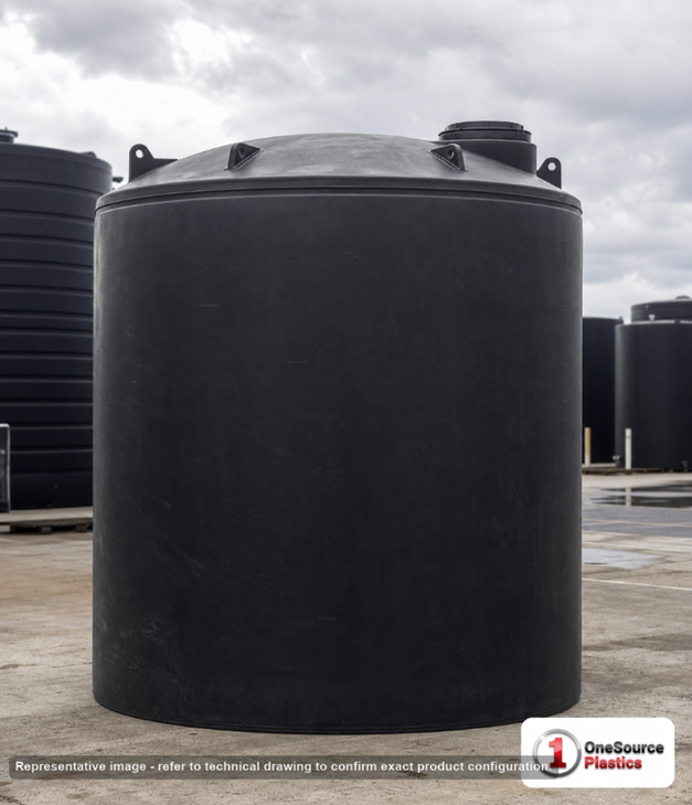 Snyder Industries 18800 Gallon ASTM Black Vertical Storage Tank. 20000 gallon capacity; Polyethylene; Black; 242" H x 165" W