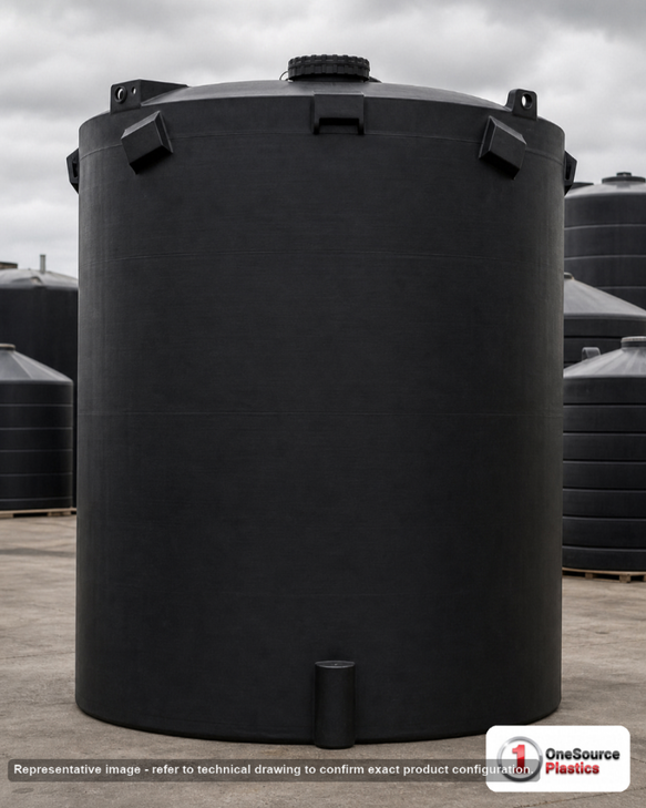 Snyder Industries 15000 Gallon XLPE Black Heavy Duty Vertical Storage Tank. Crosslinked Linear Polyethylene; Black; 234" H x