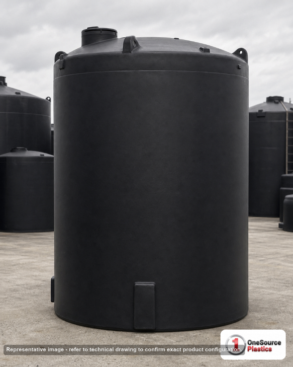 Snyder Industries 12500 Gallon ASTM XLPE Black Vertical Storage Tank. Crosslinked Linear Polyethylene; Black; 198" H x 142"
