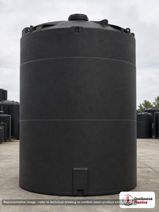 Snyder Industries 9500 Gallon ASTM XLPE Black Heavy Duty Vertical Storage Tank. Crosslinked Linear Polyethylene; Black; 215"