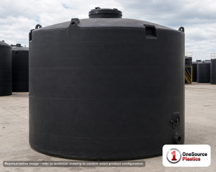 Snyder Industries 8750 Gallon ASTM XLPE Black Vertical Storage Tank. Crosslinked Linear Polyethylene; Black; 146" H x 142" W