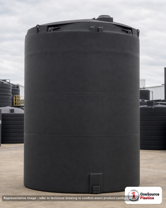 Snyder Industries 8500 Gallon ASTM XLPE Black Vertical Storage Tank. Crosslinked Linear Polyethylene; Black; 194" H x 120" W