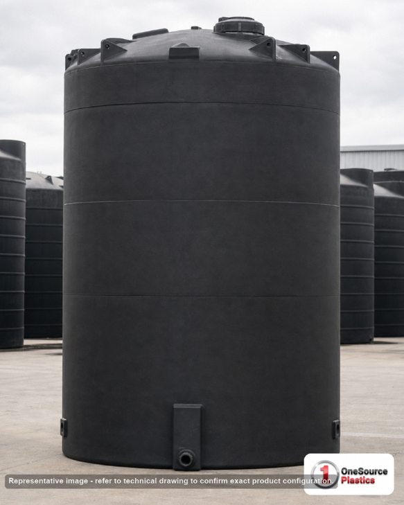 Snyder Industries 7500 Gallon ASTM XLPE Black Heavy Duty Vertical Storage Tank. Crosslinked Linear Polyethylene; Black; 234"