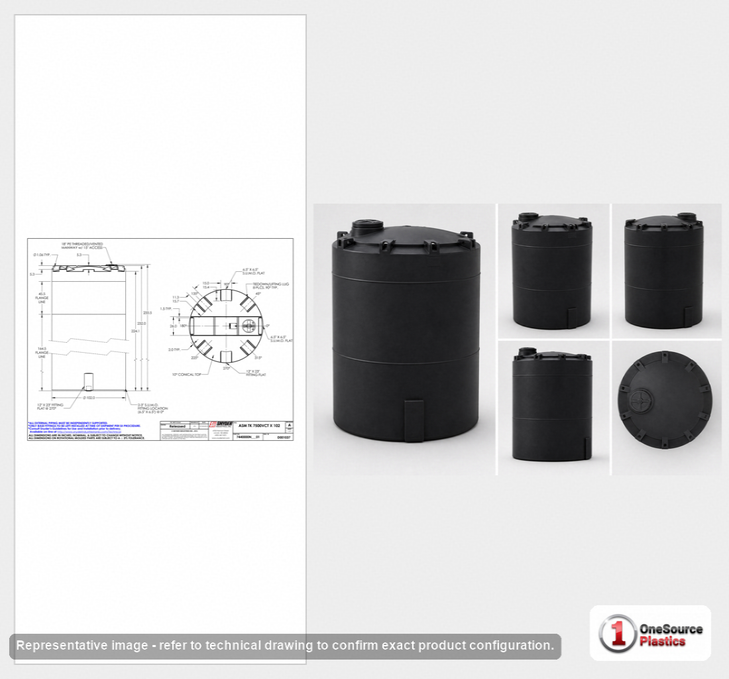 Snyder Industries 7500 Gallon ASTM XLPE Black Vertical Storage Tank
