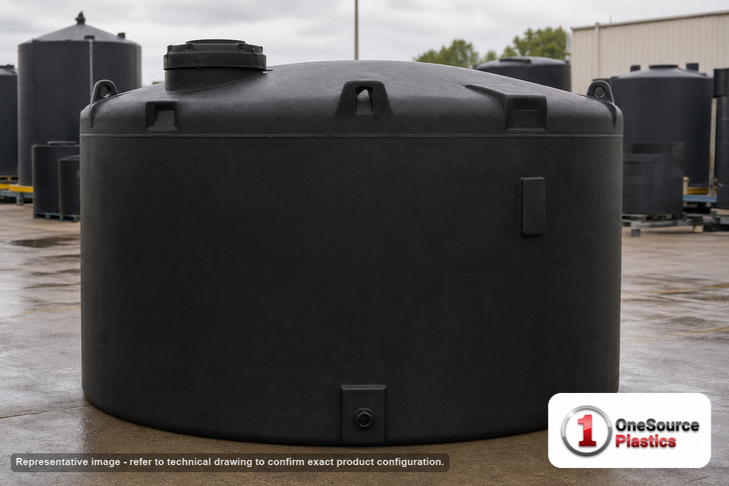 Snyder Industries 7000 Gallon ASTM XLPE Black Heavy Duty Vertical Storage Tank. Crosslinked Linear Polyethylene; Black; 122"
