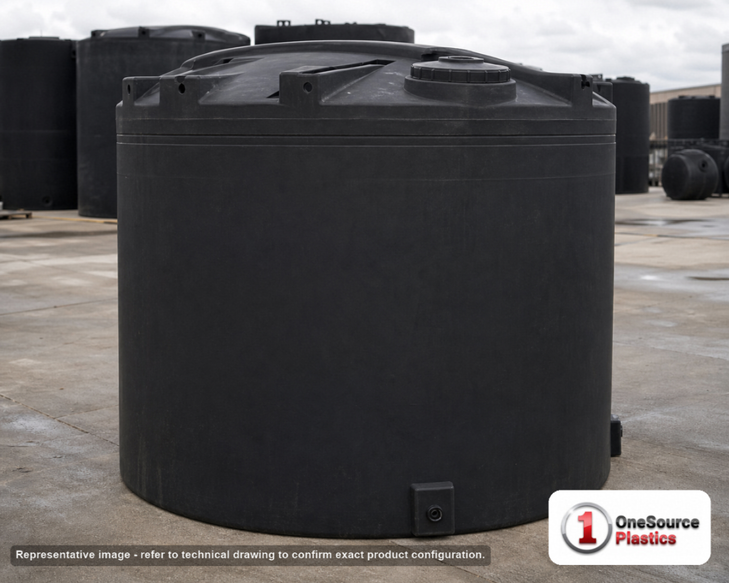 Snyder Industries 6600 Gallon ASTM XLPE Black Heavy Duty Vertical Storage Tank. Crosslinked Linear Polyethylene; Black; 158"