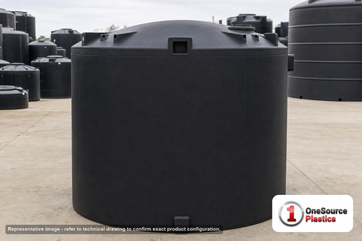 Snyder Industries 6000 Gallon ASTM XLPE Black Heavy Duty Vertical Storage Tank. Crosslinked Linear Polyethylene; Black; 145"